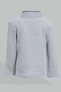 Redtag-Grey-Mandarin-Collared-Long-Sleeve-Pique-Polo-Colour:Grey,-Filter:Infant-Boys-(3-to-24-Mths),-Infant-Boys-T-Shirts,-New-In,-New-In-INB,-Non-Sale,-Section:Kidswear,-W21B-Infant-Boys-3 to 24 Months