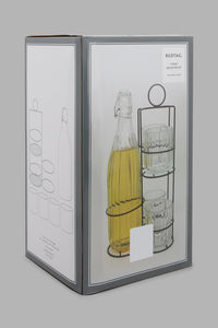 Redtag-Clear-Glass-Drink-Set-With-Metal-Stand-(6-Piece)-Glass-Sets-Home-Dining-