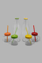 تنزيل الصورة على معرض الصور، Redtag-Clear-Mason-Jar-With-Metal-Stand-&amp;-Straw-(7-Piece)-Glass-Sets-Home-Dining-
