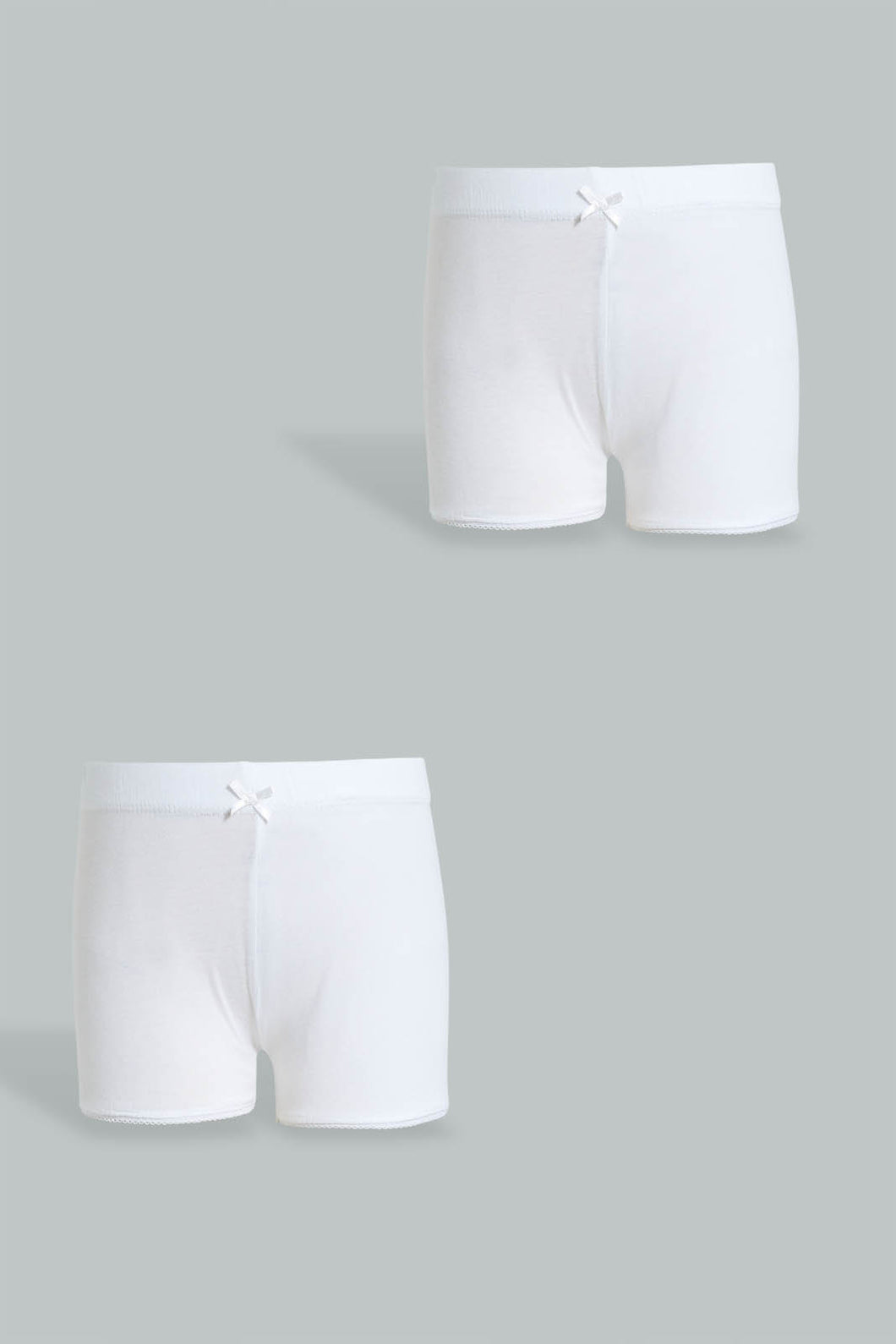 Redtag-White-2Pc-Pack-Solid-Interlock-Boxer-Short-365,-Colour:White,-Filter:Girls-(2-to-8-Yrs),-Girls-Briefs,-New-In,-New-In-GIR,-Non-Sale,-Section:Kidswear-Girls-2 to 8 Years