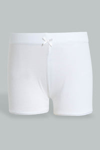 Redtag-White-2Pc-Pack-Solid-Interlock-Boxer-Short-365,-Colour:White,-Filter:Girls-(2-to-8-Yrs),-Girls-Briefs,-New-In,-New-In-GIR,-Non-Sale,-Section:Kidswear-Girls-2 to 8 Years