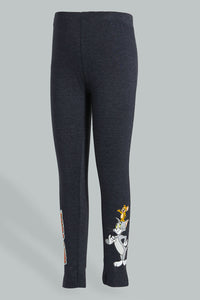 Redtag-Black-Tom-And-Jerry-Legging-Leggings-Girls-2 to 8 Years