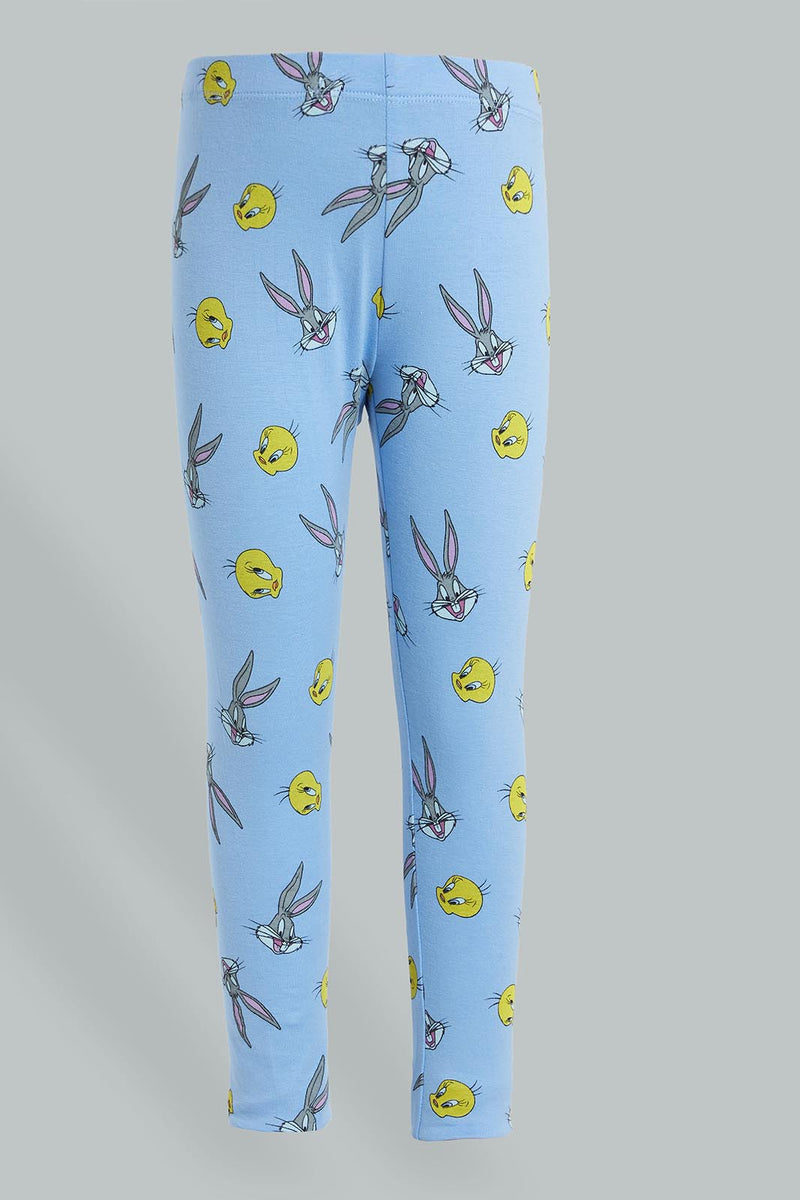 Redtag-Blue-Tweety-Legging-Leggings-Girls-2 to 8 Years