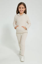 Load image into Gallery viewer, Redtag-Cream-Casual-Set-With-Kangaroo-Pocket-Sets-Girls-2 to 8 Years
