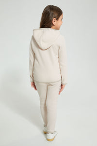 Redtag-Cream-Casual-Set-With-Kangaroo-Pocket-Sets-Girls-2 to 8 Years
