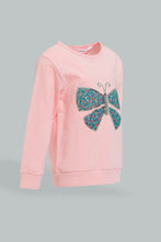 Load image into Gallery viewer, Redtag-Pink-Butterfly-Sweatshirt-With-Navy-Printed-Bottom-Jog-Sets-Infant-Girls-3 to 24 Months
