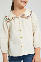 Load image into Gallery viewer, Redtag-Cream-Embroideredroided-Collar-Blouse-Blouses-Girls-2 to 8 Years
