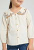 Redtag-Cream-Embroideredroided-Collar-Blouse-Blouses-Girls-2 to 8 Years