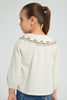 Redtag-Cream-Embroideredroided-Collar-Blouse-Blouses-Girls-2 to 8 Years
