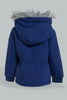 Redtag-Navy-Sherpa-Hooded-Jacket-With-Flap-Pocket-Details-Jackets-Infant-Girls-3 to 24 Months