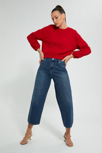 Redtag-Red-Textured-Sweatshirt-Celebrity-Sweatshirts,-Colour:Red,-Filter:Women's-Clothing,-New-In,-New-In-LDC,-Non-Sale,-S22A,-Section:Women-Women's-