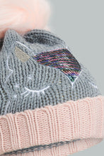 Load image into Gallery viewer, Redtag-Grey-Character-Embellished-Cap-Beanies-Girls-
