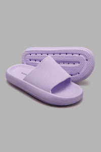 Redtag-Lilac-Textured-Slide-Sliders-Senior-Girls-5 to 14 Years