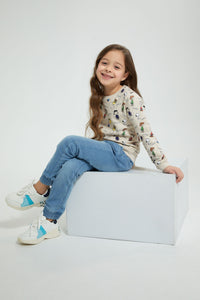 Redtag-Beige-Snoopy-Peanut-Sweatshirt-Character,-Colour:Beige,-Filter:Girls-(2-to-8-Yrs),-Girls-Sweatshirts,-New-In,-New-In-GIR,-Non-Sale,-Section:Kidswear,-TBL,-W21B-Girls-2 to 8 Years