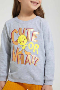 Redtag-Grey-Snoopy-Sweatshirt-Character,-Colour:Grey,-Filter:Girls-(2-to-8-Yrs),-Girls-Sweatshirts,-New-In,-New-In-GIR,-Non-Sale,-Section:Kidswear,-TBL,-W21B-Girls-2 to 8 Years