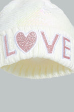 Load image into Gallery viewer, Redtag-White-Embellished-Knitted-Cap-Beanies-Girls-
