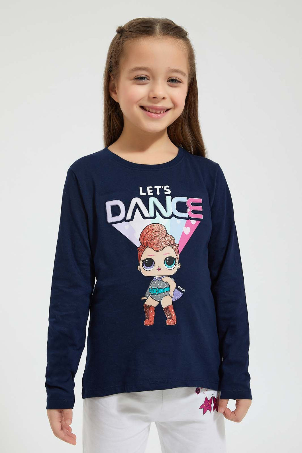 Redtag-Navy-Lol-Dolls-Sequin-Tee-Colour:Navy,-Filter:Girls-(2-to-8-Yrs),-Girls-T-Shirts,-New-In,-New-In-GIR,-Non-Sale,-Section:Kidswear,-TBL,-W21B-Girls-2 to 8 Years