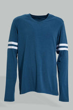 Load image into Gallery viewer, Redtag-Blue-L/S-V-Neck-T-Shirt-Colour:Blue,-Filter:Men&#39;s-Clothing,-Men-T-Shirts,-New-In,-New-In-Men,-Non-Sale,-Section:Men,-W21B-Men&#39;s-
