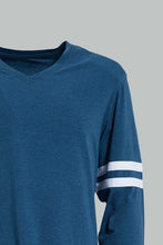 Load image into Gallery viewer, Redtag-Blue-L/S-V-Neck-T-Shirt-Colour:Blue,-Filter:Men&#39;s-Clothing,-Men-T-Shirts,-New-In,-New-In-Men,-Non-Sale,-Section:Men,-W21B-Men&#39;s-
