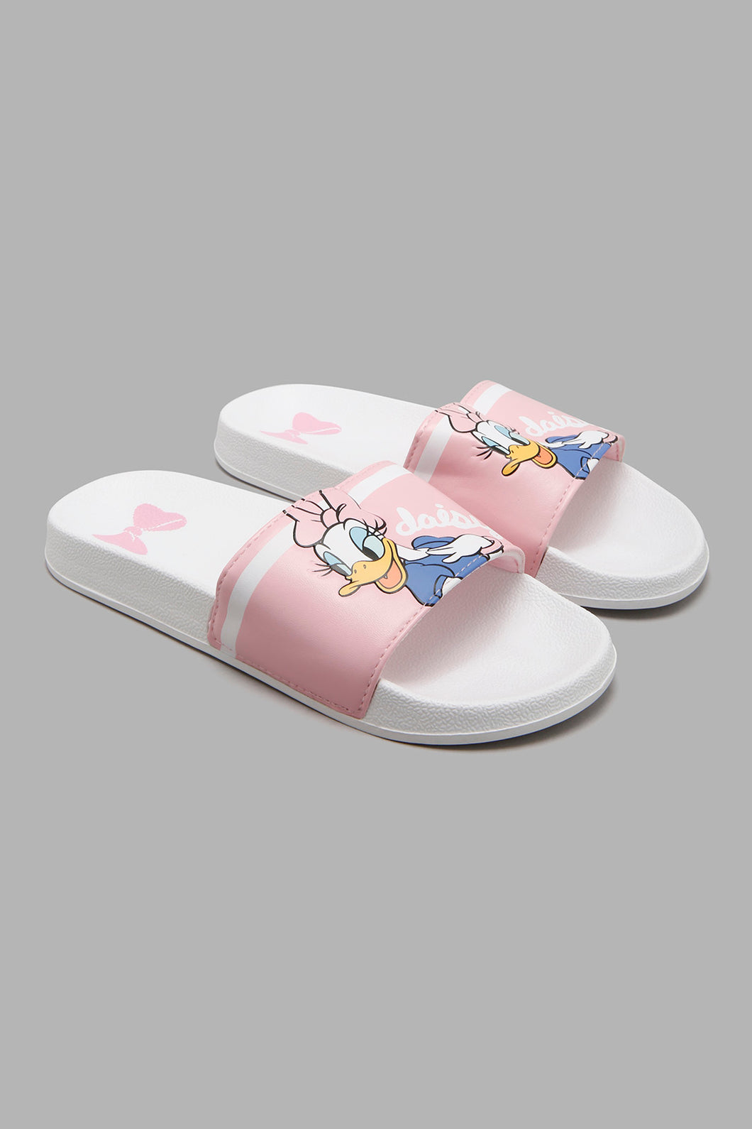 Redtag-White-Daisy-Duck-Slide-Sliders-Senior-Girls-5 to 14 Years