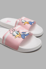 Load image into Gallery viewer, Redtag-White-Daisy-Duck-Slide-Sliders-Senior-Girls-5 to 14 Years

