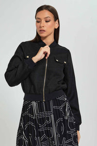 Redtag-Black-Bomber-Jacket-Celebrity-Jackets,-Colour:Black,-Filter:Women's-Clothing,-New-In,-New-In-LDC,-Non-Sale,-S22B,-Section:Women-Women's-