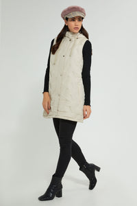 Redtag-Ivory-Sleeveless-Padded-Jacket-With-Hoodie-Jackets-Women's-