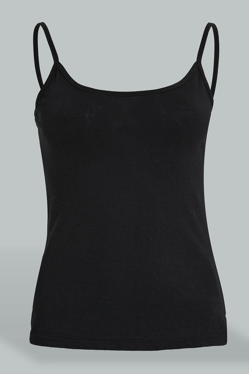 Redtag-Black-Plain-Strappy-Vest-Vests-Women's-