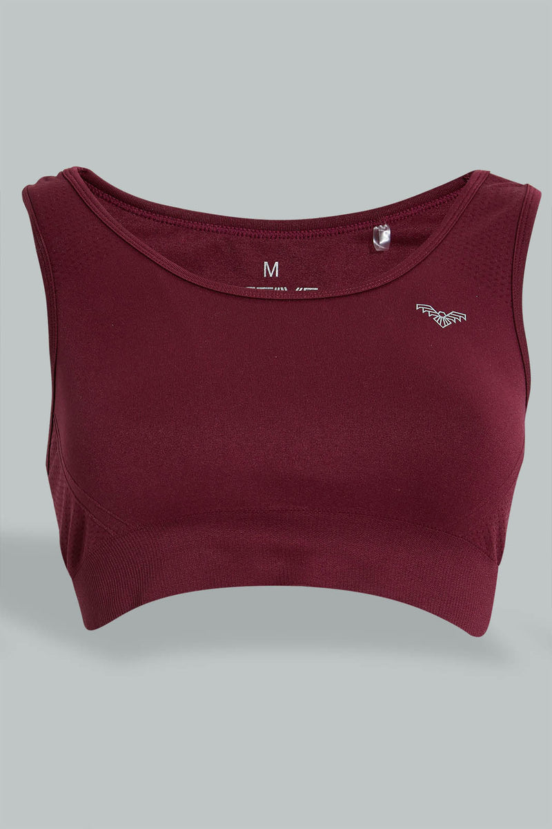 Redtag-Burgundy-Sports-Bra-Colour:Burgundy,-Filter:Women's-Clothing,-New-In,-New-In-Women,-Non-Sale,-SBA,-Section:Women,-W21B,-Women-T-Shirts-Women's-