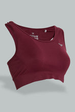 Load image into Gallery viewer, Redtag-Burgundy-Sports-Bra-Colour:Burgundy,-Filter:Women&#39;s-Clothing,-New-In,-New-In-Women,-Non-Sale,-SBA,-Section:Women,-W21B,-Women-T-Shirts-Women&#39;s-
