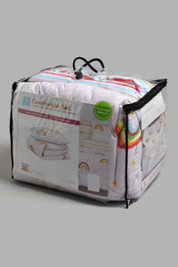 Redtag-Pink-Rainbow-Print-2-Piece-Comforter-Set-(Kids)-Kids-Comforters-Home-Bedroom-