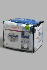 Redtag-Blue-Space-Craft-Print-2-Piece-Comforter-Set-(Kids)-Kids-Comforters-Home-Bedroom-