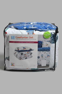 Redtag-Blue-Space-Craft-Print-2-Piece-Comforter-Set-(Kids)-Kids-Comforters-Home-Bedroom-
