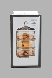 Redtag-Clear-Glass-Partition-Storage-Jar-With-Lid-Canisters-And-Jars-Home-Dining-