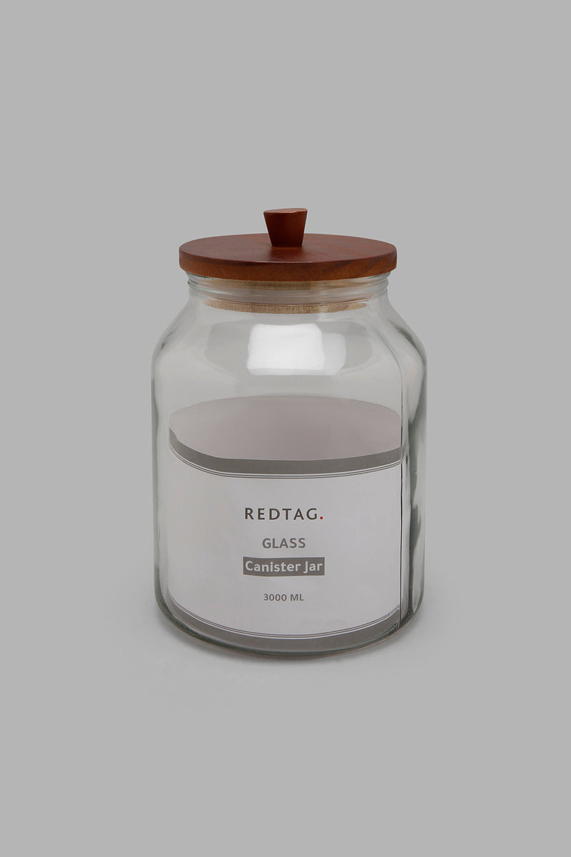 Redtag-Clear-Glass-Canister-With-Wooden-Lid-(Large)-Storage-Home-Dining-