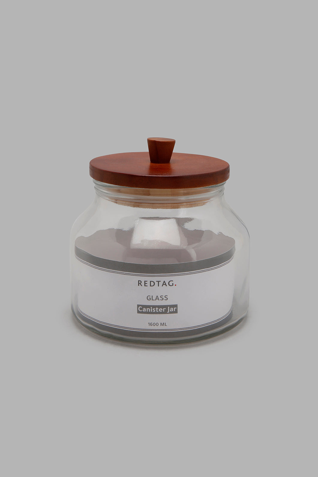 Redtag-Clear-Glass-Canister-With-Wooden-Lid-(Small)-Storage-Home-Dining-