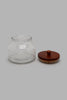 Redtag-Clear-Glass-Canister-With-Wooden-Lid-(Small)-Storage-Home-Dining-