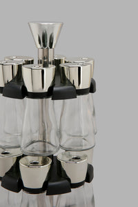 Redtag-Clear-Glass-Spice-Set-With-Plastic-Rack-(13-Piece)-Storage-Home-Dining-