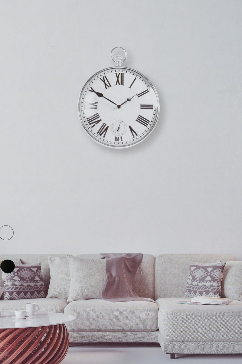 Silver Glass Hanging Wall-Clock