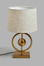 تنزيل الصورة على معرض الصور، Redtag-Gold-Circular-Metal-Ring-Table-Lamp-Table-Lamps-Home-Decor-
