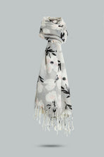 Load image into Gallery viewer, Redtag-Grey-Floral-Printred-Knitted-Scarfs-Scarves-Women-
