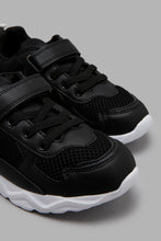 Load image into Gallery viewer, Redtag-Black-Material-Block-Trainer-Sneakers-Senior-Boys-5 to 14 Years
