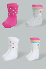 Load image into Gallery viewer, Redtag-Assorted-4-Pack-Socks-Full-Length-Infant-Girls-3 to 24 Months
