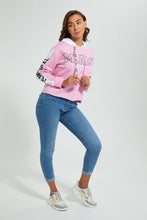 Load image into Gallery viewer, Redtag-Pink-Printed-Hooded-SweaT-Shirt-Sweatshirts-Women&#39;s-0
