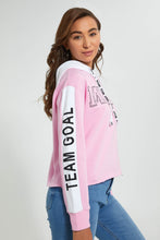Load image into Gallery viewer, Redtag-Pink-Printed-Hooded-SweaT-Shirt-Sweatshirts-Women&#39;s-0

