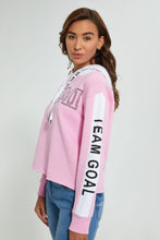 Load image into Gallery viewer, Redtag-Pink-Printed-Hooded-SweaT-Shirt-Sweatshirts-Women&#39;s-0
