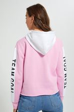 Load image into Gallery viewer, Redtag-Pink-Printed-Hooded-SweaT-Shirt-Sweatshirts-Women&#39;s-0
