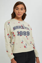 تنزيل الصورة على معرض الصور، Redtag-Olive-Printed-Lurex-SweaT-Shirt-Sweatshirts-Women&#39;s-0
