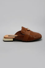 Load image into Gallery viewer, Brown Closed Toe Mule With Trim
