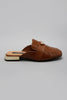 Brown Closed Toe Mule With Trim